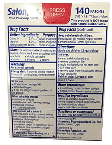 Alívio da Dor, 140 Adesivos – Marca Salonpas - Salonpas