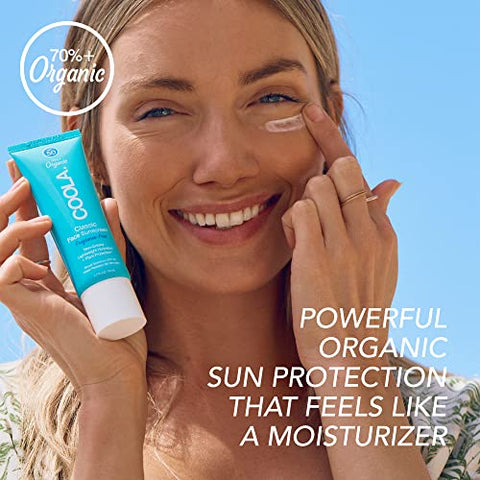 COOLA Protetor Solar Facial Orgânico FPS 50, Loção Bloqueadora, Cuidados Dermatológicos para Proteção Diária, Vegano e Livre de Glúten, 50 ml