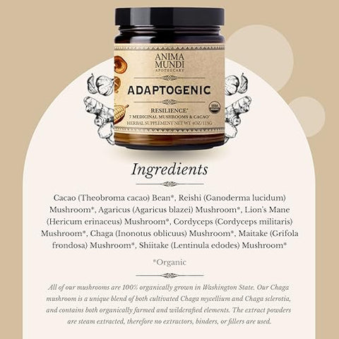 Anima Mundi Apothecary - Anima Mundi Adaptogenic 7 Mushroom Drops – Blend Adaptogênico com Extratos de Cogumelos Orgânicos – Tintura Líquida de Suporte Imunológico com Reishi, Lion’s Mane, Cordyceps – 30ml