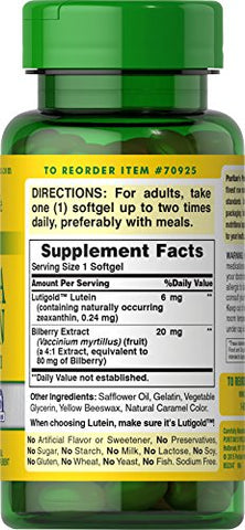 Puritan's Pride - Puritan’s Pride Herbavision com Luteína, Zeaxantina e Mirtilo Contribui para uma Visão Saudável, 240 Softgels – Puritan’s Pride, 240 Unidades (70925)