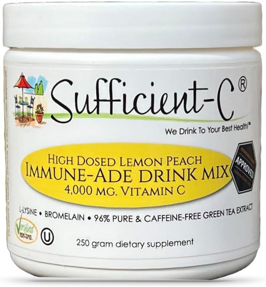 Bebida em Pó Imunoestimulante de Limão e Pêssego com 4000 mg de Vitamina C – 250g - Sufficient-C