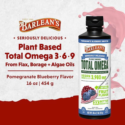 Barlean's - Barlean’s Flaxseed and Borage Liquid – Ômega 3, 6 e 9 – 473ml