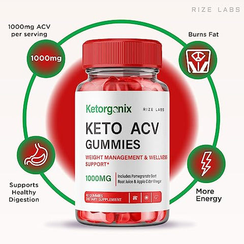 rize labs - (3 Pacotes) Gomas Ketorganix Keto – Gomas Ketorganix Keto ACV para Perda de Peso Avançada com Vinagre de Maçã – Gomitas de Barriga de Gomas Ketorganix Keto com Suplemento de Vinagre de Maçã – Queima de Gordura Abdominal
