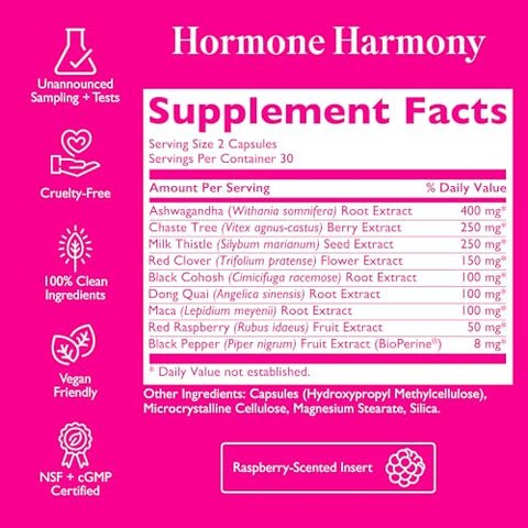 Amy Suzanne - Ashwagandha, Black Cohosh, Maca Root – Equilíbrio Hormonal com 9 Extratos Herbais – Suporte ao Estresse, Cognição e Perimenopausa – Suplementos para Harmonia Hormonal