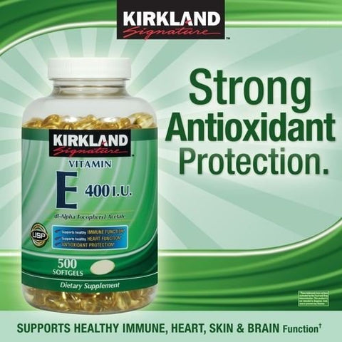 KIRKLAND - Vitamina E 400 UI 500 Softgels – Suporte à Imunidade Saudável – Marca em Destaque