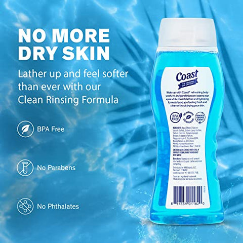 2-em-1 Gel de Banho e Shampoo, Fragrância Clássica – Gel de Banho e Shampoo para Homens - Coast