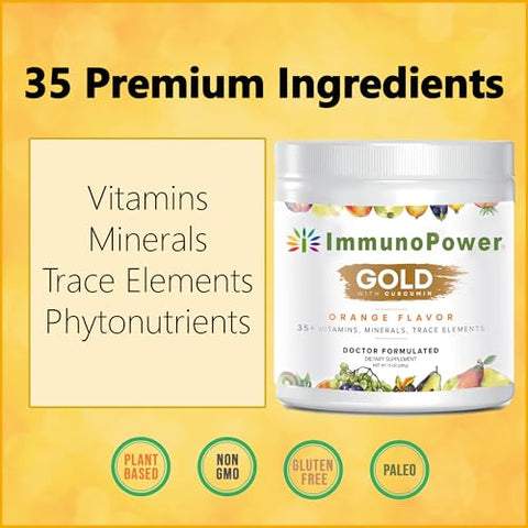 ImmunoPower - Ouro – Nova Fórmula – Suporte Direcionado para Aumentar a Atividade das Células Natural Killer com 35 Vitaminas Minerais – Fórmula em Pó