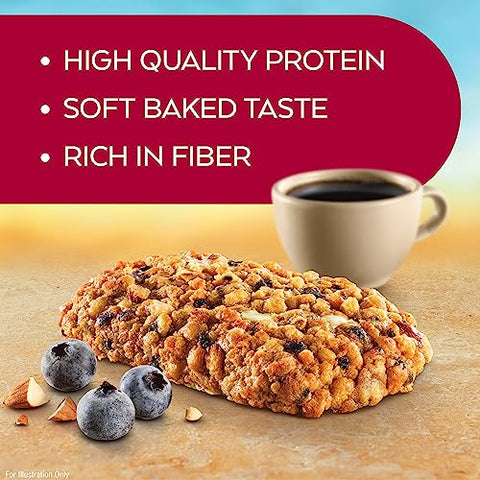 Barras Energéticas Soft Baked, Mirtilo, 15g Proteína, 2g Açúcar, Excelente Fonte de Fibra, Baixo Carboidrato, 4 Pacotes (5 Barras Cada) - Atkins