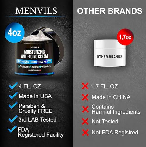 Menvils - (2 Unidades) Creme Hidratante Facial para Homens – Anti Envelhecimento