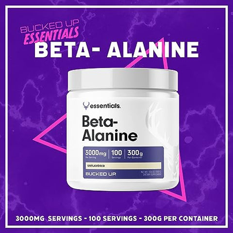 Beta Alanine 300mg em Pó, Sem GMO, Sem Glúten, Sem Sabor (100 Porções) - Bucked Up