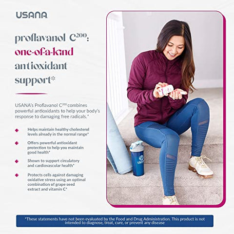 Proflavanol C200 – Antioxidante Avançado com Bioflavonoides e Vitamina C para a Saúde do Coração – 56 Comprimidos – Fornecimento de 28 Dias - USANA