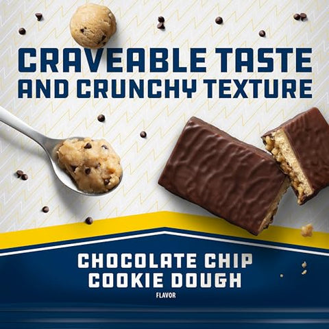 CLIF BUILDER'S - CLIF Builders Caffeine – Barra de Proteína à Base de Plantas – Sabor Cookie Dough com Gotas de Chocolate – Sem Glúten – Não-OGM – Baixo Índice Glicêmico – 20g de Proteína – 68g (12 Unidades)