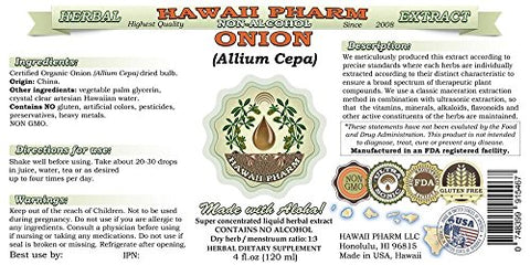 Extrato Líquido de Cebola Sem Álcool, Bulbo Seco de Cebola (Allium Cepa) Glicerito de Ervas Naturais, Hawaii Pharm, EUA 118 ml