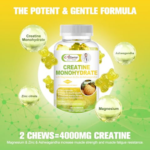 Alliwise - Gummy de Creatina Monohidratada para Homens – Potencialize seus resultados!