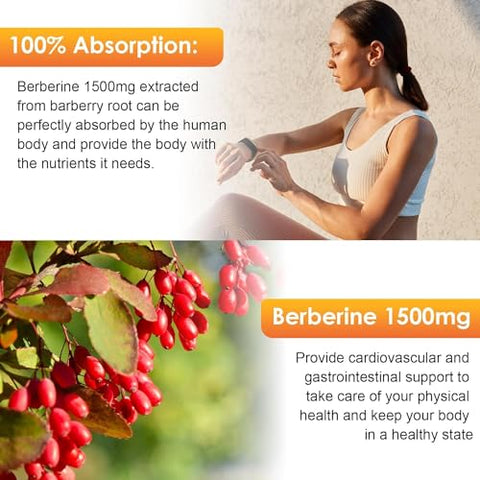 Bunkka - (2 Pacotes) Suplemento de Berberina, 1500mg Gotas Líquidas Orgânicas de Berberina com Canela do Ceilão, Melão Amargo, Sem Açúcar