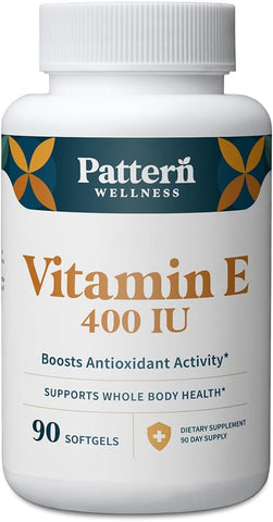 Vitamina E 400 UI Pattern Wellness – Aumenta a Atividade Antioxidante – Suporta a Saúde do Corpo Inteiro – Combate Danos Celulares – Testado por Laboratório Independente – 90 Cápsulas Soft Gel