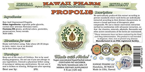 Propolis Líquido Extrato Sem Álcool, Glicerito de Própolis Cru Suplemento Herbal Natural, Hawaii Pharm, EUA 2×60 ml