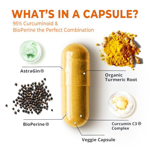 Divinity Nutra - Turmeric Curcumin com BioPerine Pimenta Preta 1400mg, Suporte Natural GLP-1, Máxima Absorção, Suplemento de Cúrcuma para Suporte Articular com 95%% Curcuminoides Padronizados C3