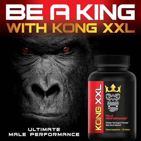 XL Science - Kong XXL – Pílulas de Desempenho e Aumento Masculino Definitivas para Homens – Ganhe de 3 a 6″ em 60 Dias – Tamanho, Potência, Força e Resistência Aumentados – Melhore seu Desempenho – 60 Comprimidos