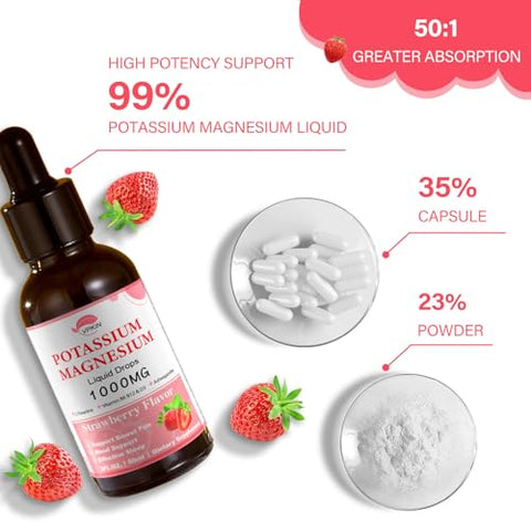 VPKIN - Suplemento de Citrato de Potássio e Magnésio, Gotas Líquidas de Magnésio com Glicinato de Magnésio 1000mg, Ashwagandha e Zinco, Suporte Calmo – Marca em Destaque