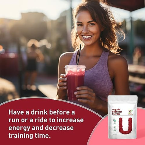 UNLEASH'D ORGANIC - UNLEASH’D ORGANIC – Pó de Beterraba Orgânica 454g – Superfood Natural Impulsionador de Óxido Nítrico – Aumenta a Resistência e Energia