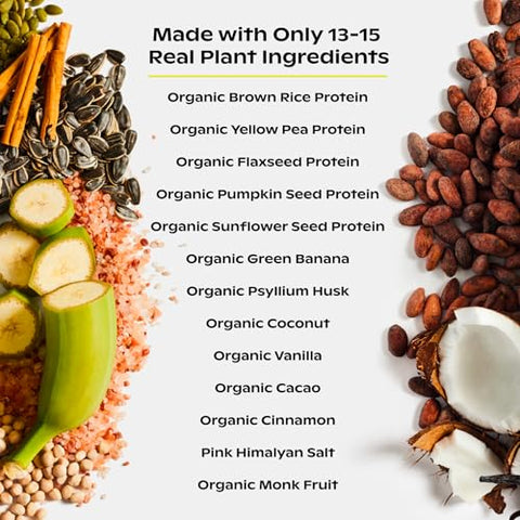 wholier - Proteína Vegetal Orgânica Wholier com Prebióticos. 21g de Proteína Vegana. 5g de Fibra. Casca de Psyllium e Banana Verde para Digestão. Sem Sabores Naturais, Gomas ou Preenchedores. Cacau Cremoso