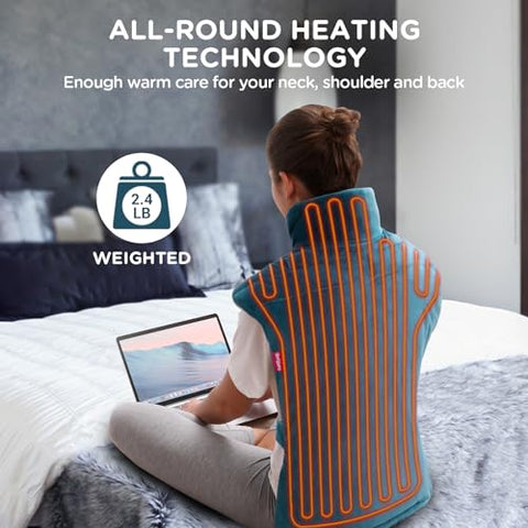 Aquecedor Elétrico Ponderado XXL Comfytemp para Alívio de Dor nas Costas, 22″x33″, FSA HSA Elegível, 2H Auto-Off, Envoltório Aquecido Grande para Costas, Presentes de Aniversário para Mulheres