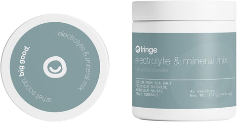 Electrolyte and Mineral Mix: Sal Marinho Puro do Oceano para Reidratação, Cloreto de Potássio, Malato de Magnésio para Tensão Muscular, Minerais Traços Essenciais, Sem Sabor, 30g - Fringe