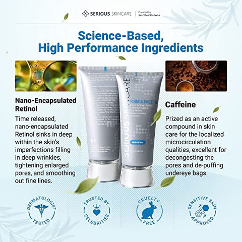 Firm A Face XR – Redutor de Linhas Finas, Rugas e Poros Dilatados – Efeito Imediato – 3.2 Fl Oz (1pack) - Serious Skincare
