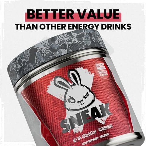 Energy Drink em Pó | Sabor Cereja Explosiva | Sem Açúcar. Sem Ingredientes Nocivos. Apenas Cafeína Natural, Nootrópicos para Foco | 40 Porções - SNEAK