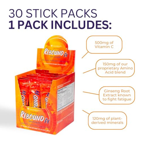 Rebound FX Pouches Citrus Punch – 30 CT Box | Energético em Pó – 30 Sachês | Marca Youngevity - Youngevity