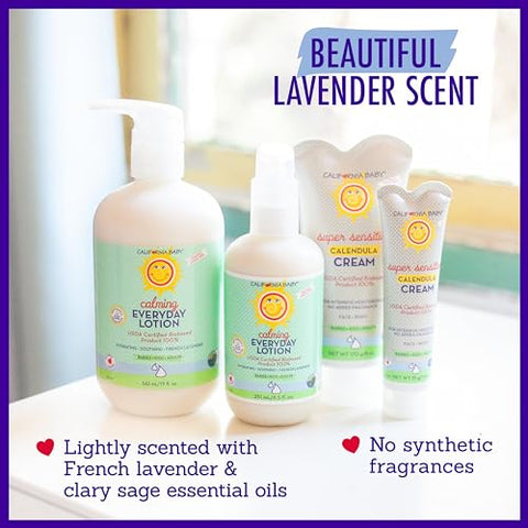Loção Calmante | 100% Natural | Hidratante Suave para Pele Sensível do Bebê | Loção de Lavanda para Crianças | Amigável para Alergias | Calêndula Orgânica Aloe Vera | 251 mL / g - California Baby