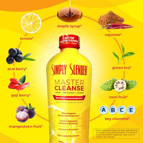 Simply Slender - Master Cleanse: Supressor de Apetite, Desintoxicação, Xarope de Bordo, Pimenta Caiena – Perda de Peso e Detox