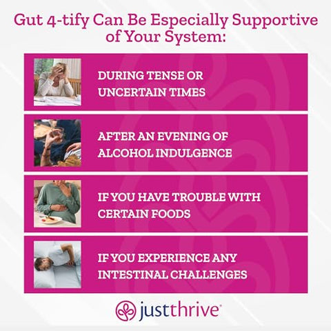 Gut 4-tify – Suplemento para Saúde Intestinal para Mulheres e Homens – Anti Inchaço, 90 Cápsulas Vegetais - Just Thrive