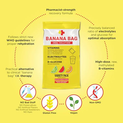 Banana Bag Oral Solution - Banana Bag Solução Oral – Fórmula de Recuperação Farmacêutica – Eletrólitos | 500ml
