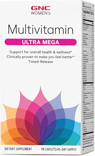 Ultra Mega Multivitamínico Feminino | Suporte à Saúde e Bem-Estar da Mulher | Comprovado Clinicamente para Melhorar seu Bem-Estar | Liberação Gradual | 90 Comprimidos - GNC