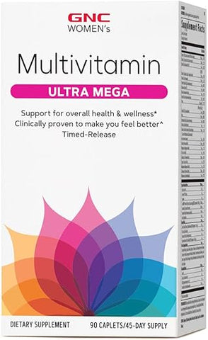 Ultra Mega Multivitamínico Feminino | Suporte à Saúde e Bem-Estar da Mulher | Comprovado Clinicamente para Melhorar seu Bem-Estar | Liberação Gradual | 90 Comprimidos - GNC