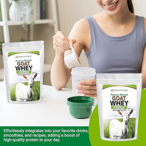 Proteína de Soro de Leite de Cabra Concentrada – Não Desnaturada, Sem Sabor, Proveniente de Pasto – Proteína de Cabra Limpa com Proteínas Vitais para Gerenciamento de Peso, Imunidade - Z Natural Foods