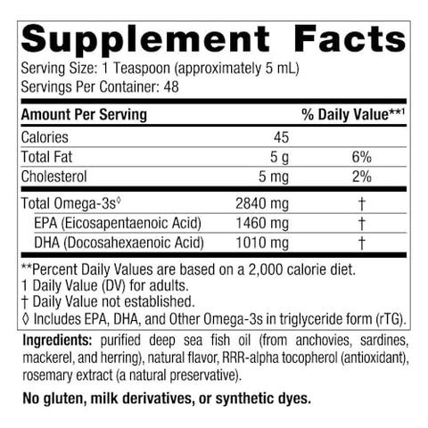 Ultimate Omega Líquido, Sabor Limão – 240 ml – 2840 mg Ômega-3 – Óleo de Peixe de Alta Potência com EPA - Nordic Naturals