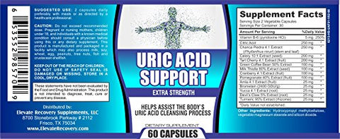 Elevate Recovery Supplements - Limpeza de Ácido Úrico – Fórmula Herbal com 14 Ingredientes Ativos, incluindo Cereja Tart, 100g