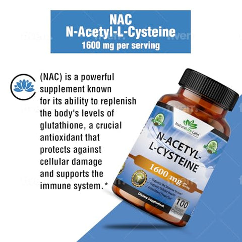NaturaLife Labs A Higher Standard - NAC 1600 mg para Saúde Pulmonar