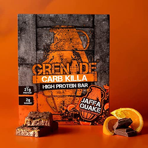 Carb Killa Bar – Caixa Jaffa Quake, 12 Unidades | Barras Proteicas - Grenade