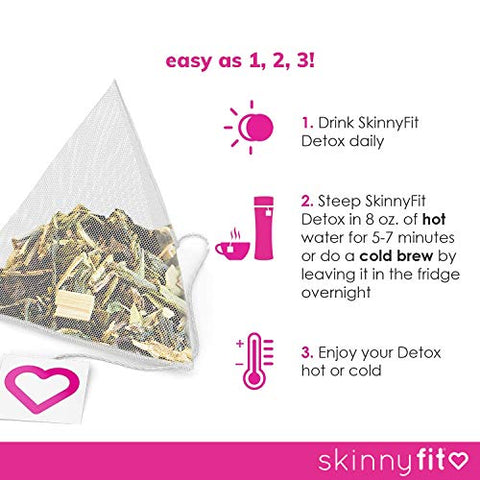 Detox Tea: Chá Detox Natural para Emagrecimento Saudável, Reduz Inchaço, Energia Natural, Reforça o Sistema Imunológico, Vegano, 28 Porções - SkinnyFit