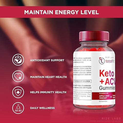 rize labs - Total Fit Keto ACV Gummies – Gomas de ACV TotalFit Keto para Perda de Peso Avançada, Goma de ACV Keto, Suplemento Premium para Bem-Estar Total, Avaliações Oficiais de Vinagre de Maçã (60…)