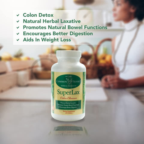 Common Sense Herbal Products - SuperLax Herbal Products: Limpeza do Cólon – 270 cápsulas – Fórmula Natural