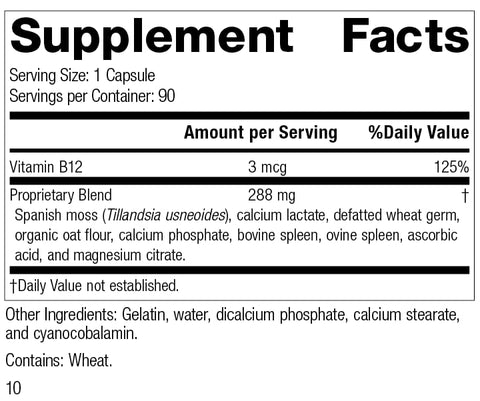 Standard Process Inc. - Standard Process for-Til B12 – Vitalidade de Alimentos Integrais e Suporte Imunológico com Tillandsia, Lactato de Cálcio, Ácido Ascórbico, Musgo Espanhol, Germen de Trigo, Farinha de Aveia – 90 Cápsulas
