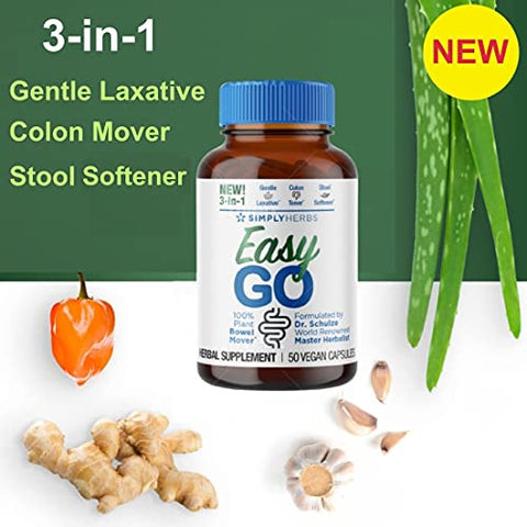 Dr. Schulze's - Dr. Schulze’s Easy GO Bowel Mover – Laxante Suave Formulado, Tonificador de Colo