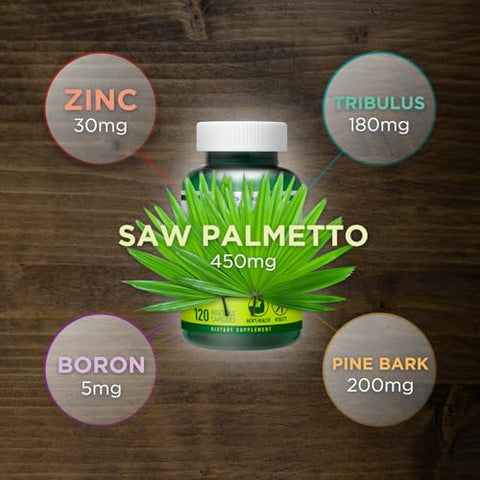 INNERVISNUTRITION - Complexo de Saw Palmetto 120 Cápsulas Vegetais para Suporte da Próstata e Saúde Urinária – Zinco, Tribulus, Boro, Casca de Pinheiro: Suplemento 5 em 1