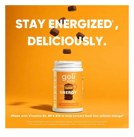 Nutrition Energy Bites Sabor Chocolate Caramelo Salgado, Cafeinado, Vegetariano, Sem Glúten e Sem Conservantes Adicionados, 30 Unidades (Embalagem de 1) - Goli