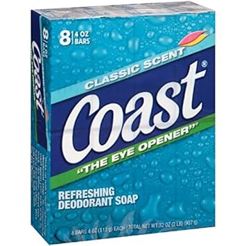 Sabonete em Barra Coast Classic Pacific Force, 8 Unidades (Pacote com 4) – Fragrância Marcante